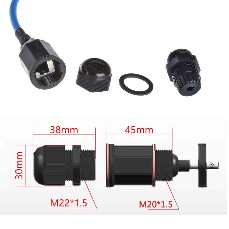 ANMBEST 2PCS M20 RJ45 Waterproof Cat5/5e/6 8P8C Connector IP67 Ethernet LAN Cable Connector Double Head with Shield Cat6 Network Cable Outdoor LAN Coupler Adapter Male to Female - Image 4